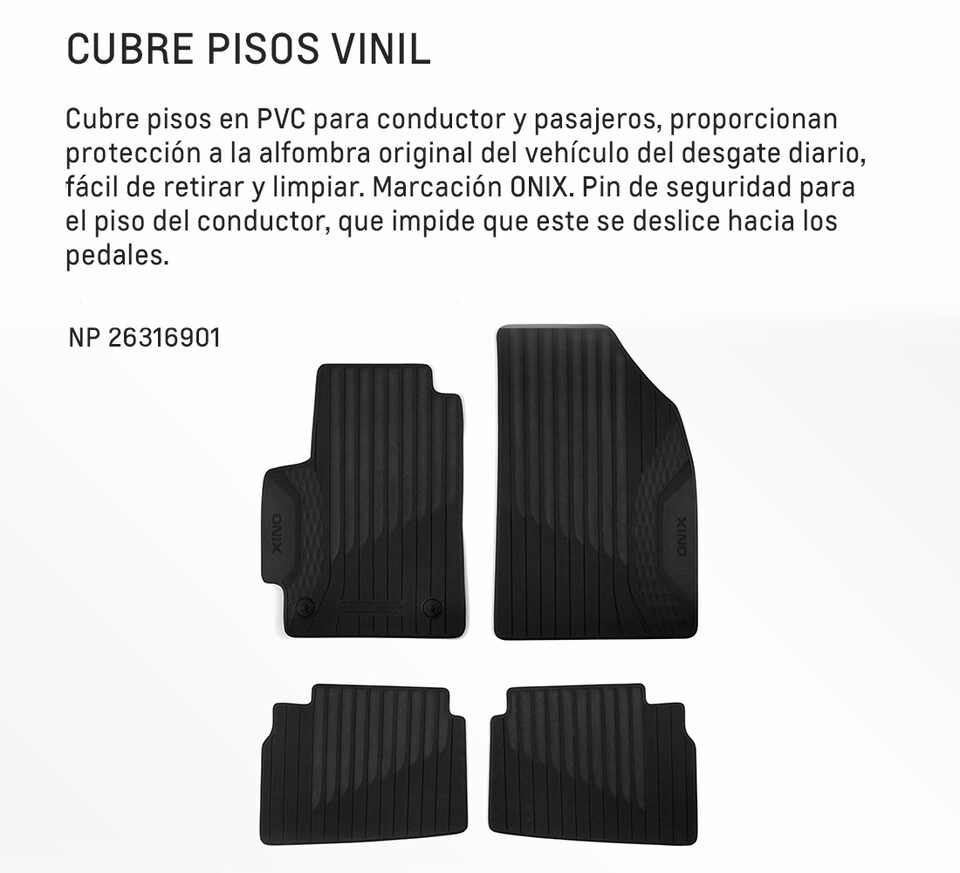 Chevrolet Onix Accesorios - Cubre Pisos de tu Sedan