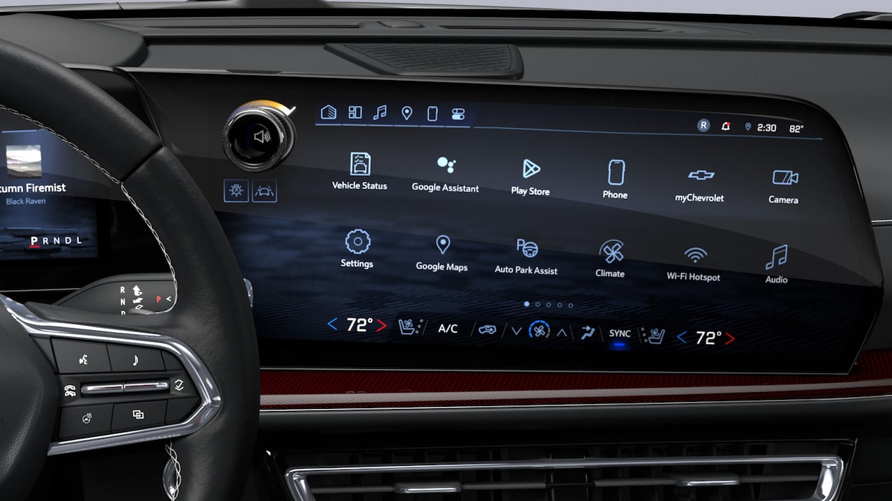 Pantalla táctil HD de 17,7 pulgadas a bordo de la Chevrolet Traverse.