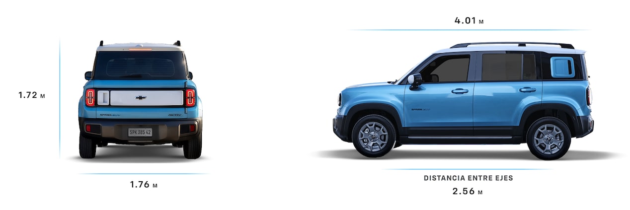 Dimensiones del Chevrolet Spark EUV, diseño trasero moderno que se adapta a tu estilo de vida urbano