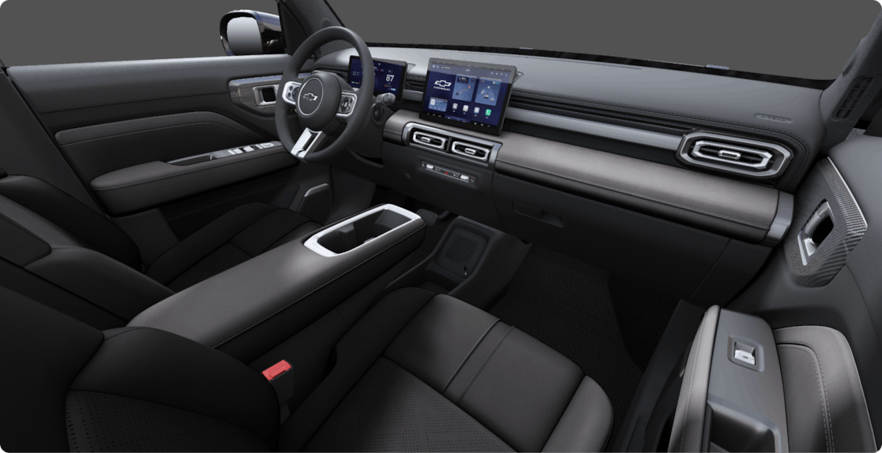 Cabina negra del Chevrolet Spark EUV, tecnología y confort para una experiencia de manejo superior