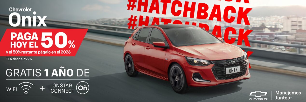 Chevrolet Onix - Paga hoy el 50% y el 50% restante págalo en el 2026